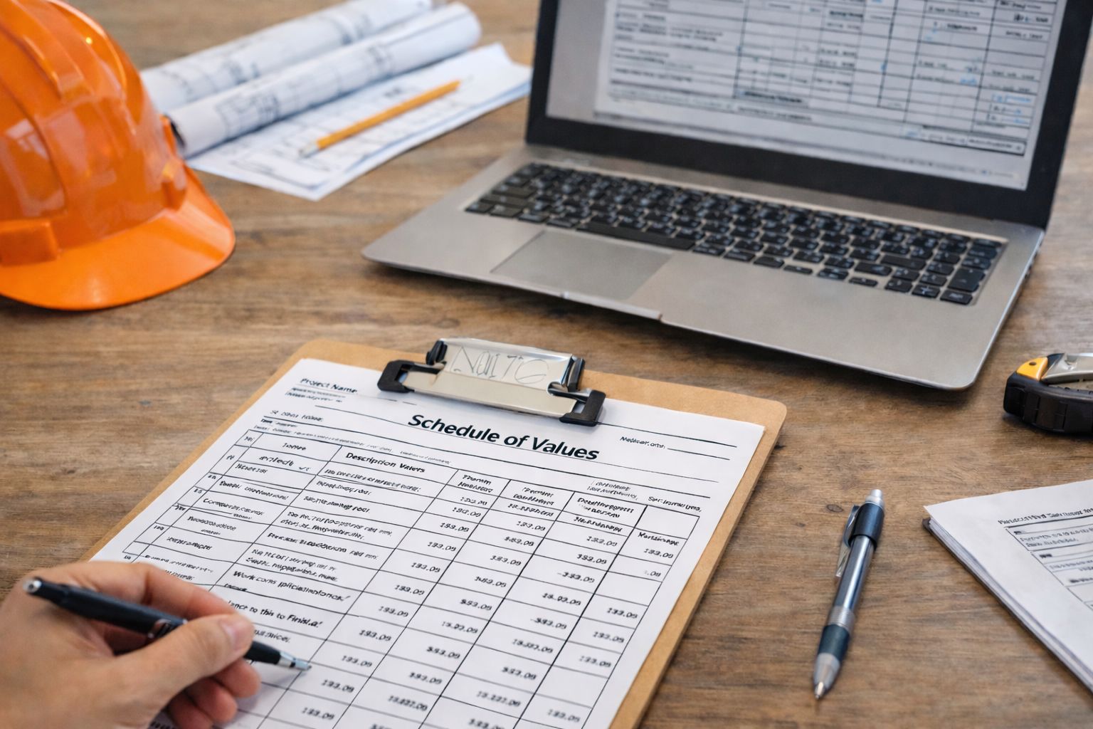 Schedule of Values document used for construction progress billing and pay applications